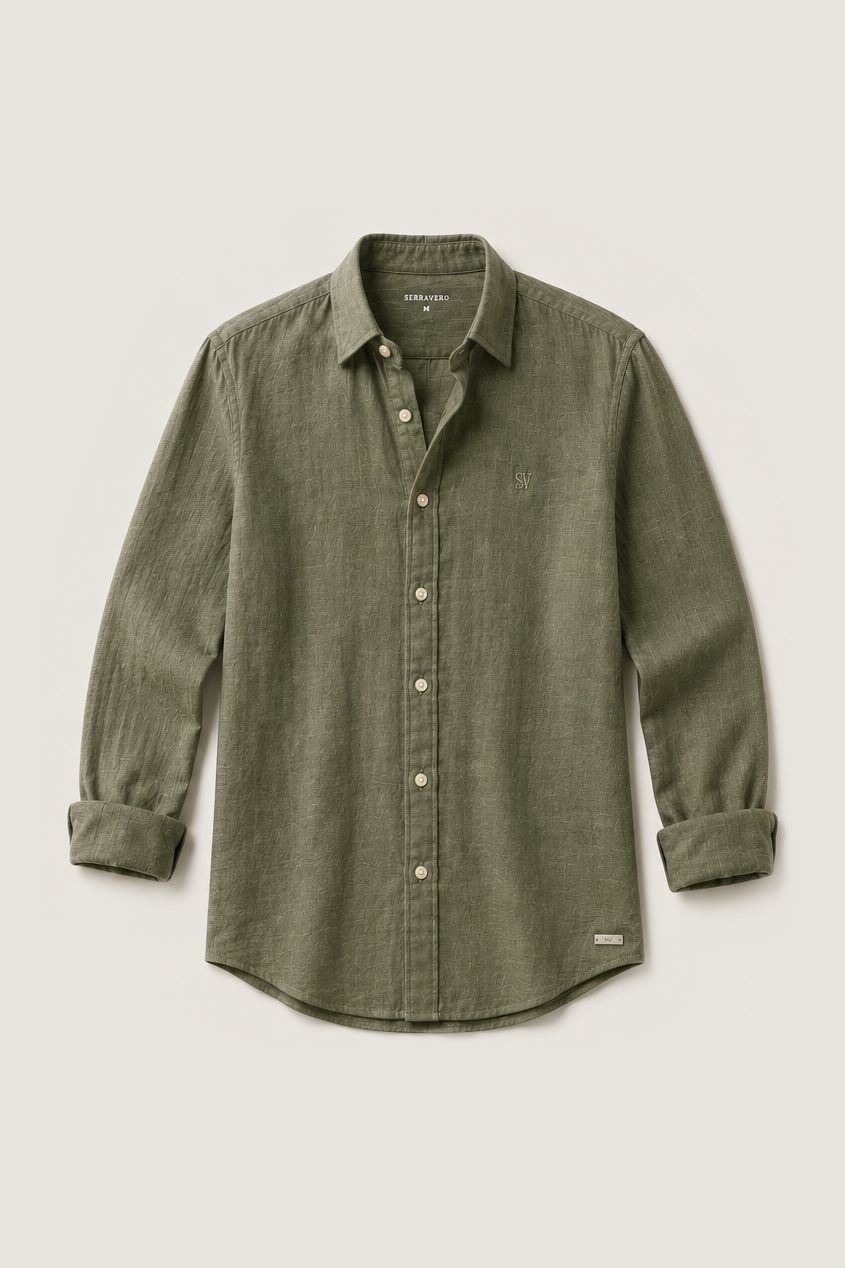 Camisa Linho Resort na cor verde oliva