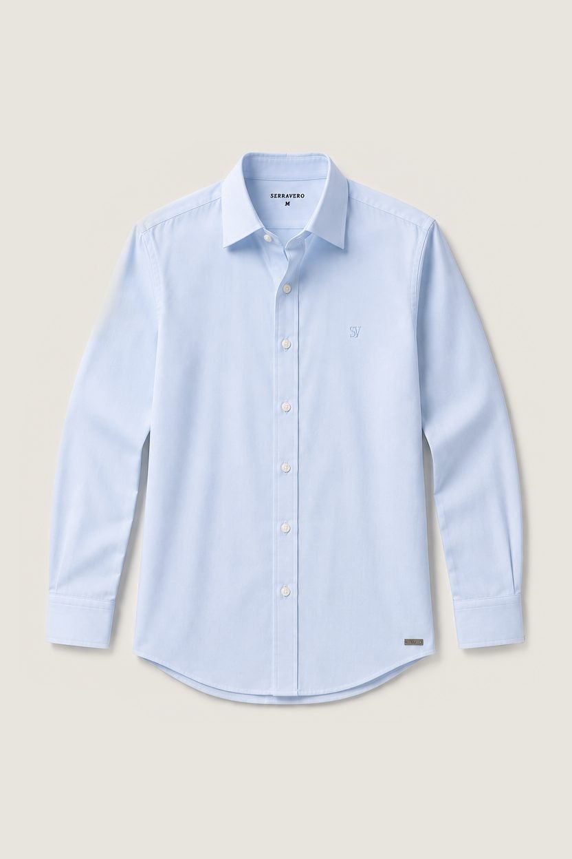 Camisa Social Easy Care na cor azul céu