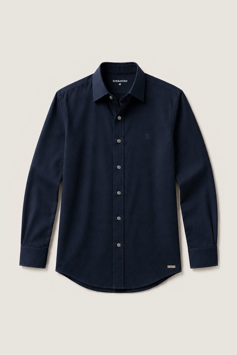 Camisa Social Easy Care na cor marinho