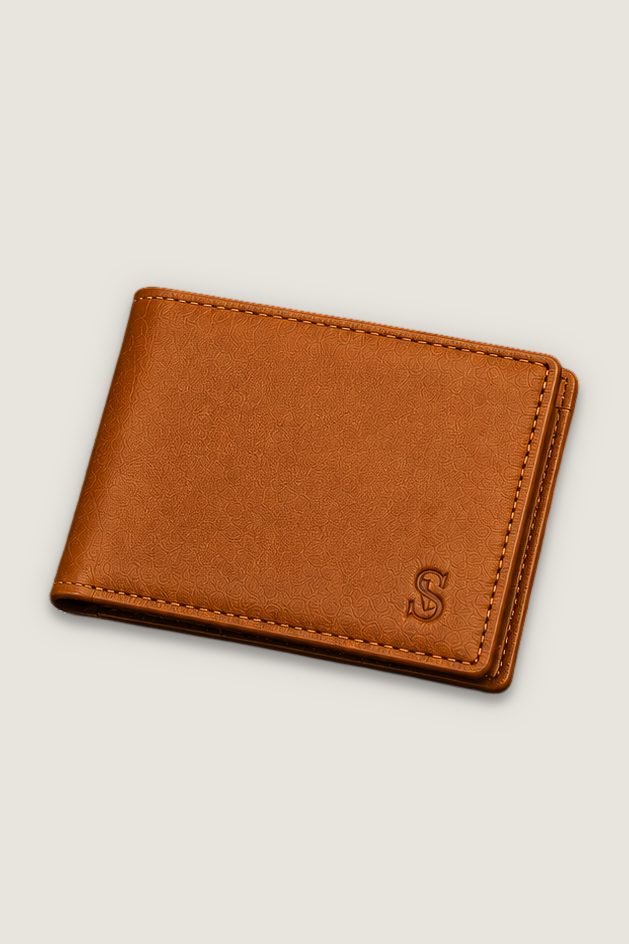 Carteira Slim Couro na cor caramelo