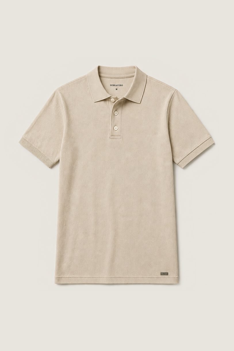 Polo Tricot Signature na cor areia, segunda vista