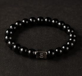 Pulseira Pedra Natural na cor ônix, pulseira completa em círculo